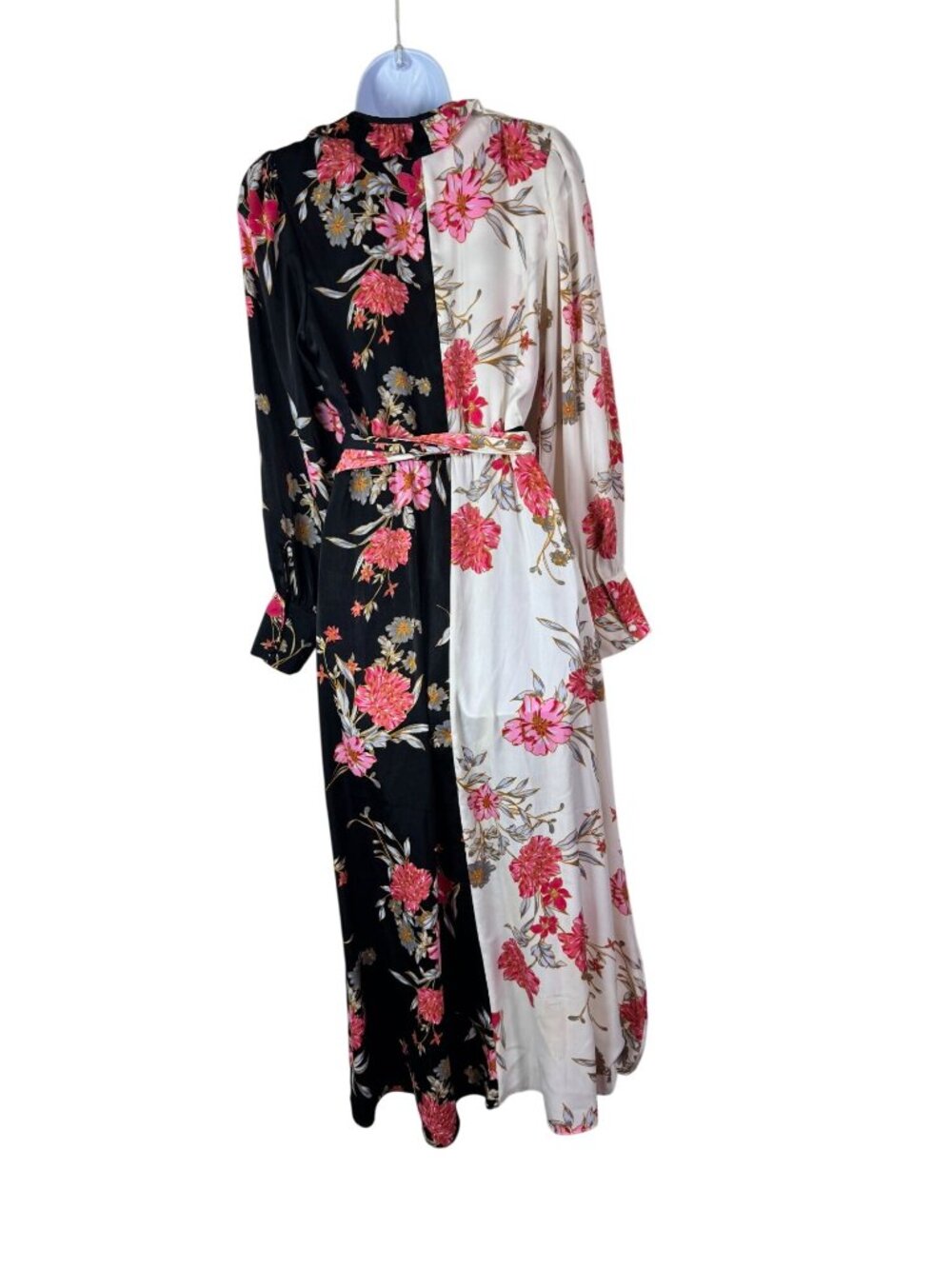 Misa Los Angeles Tabitha Floral Wrap Midi Dress Long Sleeve Size Medium Satin - Picture 4 of 16